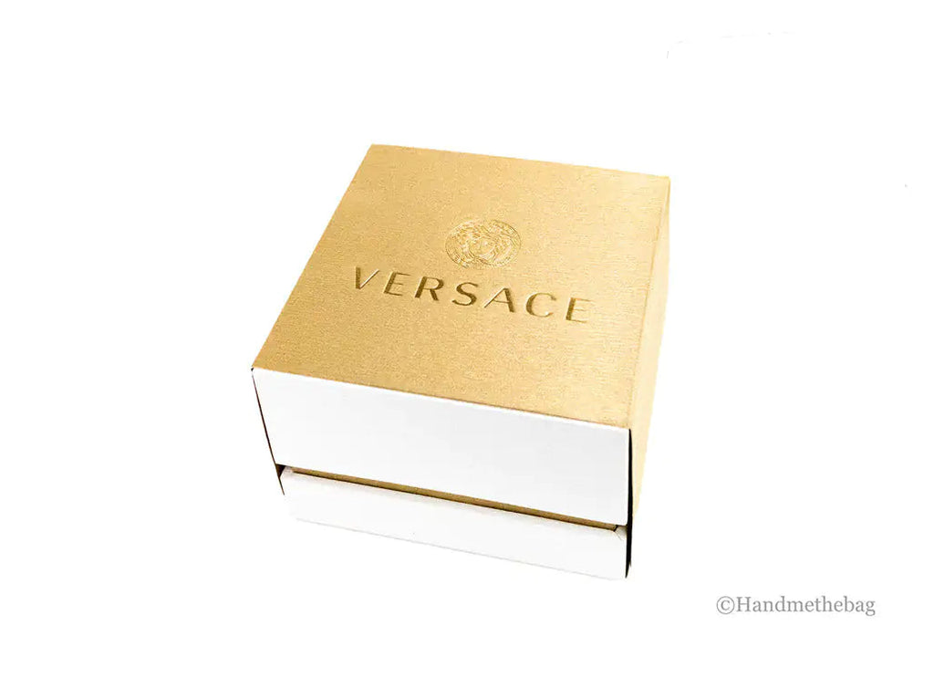 Versace 38mm Silver Logo Halo Dial Embossed Leather Watch Trendivo
