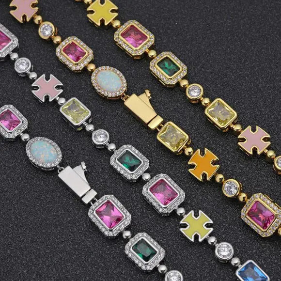 Gold-Plated Hip-Hop Gemstone Necklace Stylio