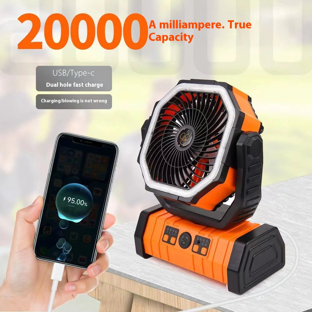 Outdoor Household Power Bank LED Light Camping Fan Stylio