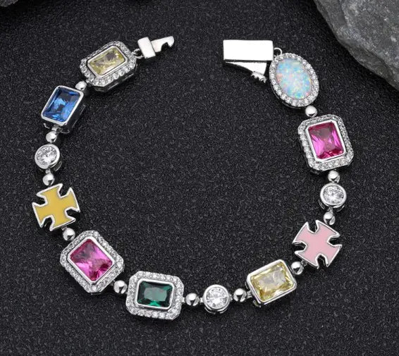 Gold-Plated Hip-Hop Gemstone Necklace Stylio