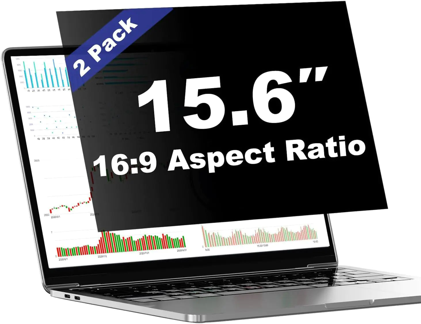 Pozlle [2 Pack 15.6 Inch Laptop Privacy Screen Shield for 16:9 Widescreen Laptop Monitor - Anti-Glare Blue Light Privacy Filters and Anti Spy Privacy Screen Protector Film Stylio