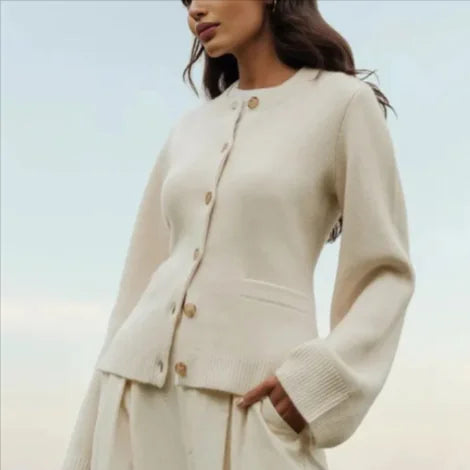 Women's Knitted Cardigan Coat – Relaxed Fit Round-Neck Sweater for Autumn & Winter Trendivo